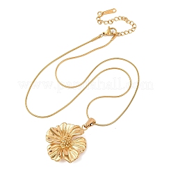 Женские ожерелья-змейки с подвеской-цветком из нержавеющей стали 304 NJEW-F354-11B-G