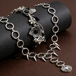 Schmuckset aus gotischer Halskette mit Stacheln aus einer Legierung und Armband mit Anhänger&nbsp;WGBD2FA-01