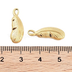 304ステンレスペンダント  フェザーチャーム  ゴールドカラー  20x7.5x2.5mm  穴：2.5x1mm&nbsp;STAS-P364-16G