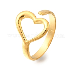 Полое сердце из нержавеющей стали 304 регулируемые открытые манжеты кольца для женщин&nbsp;RJEW-M103-01B-G
