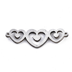 変色しない304ステンレススチールリンクコネクター  レーザー切断  ハート  ステンレス鋼色  10x30x1.5mm  穴：1mm&nbsp;STAS-T059-16P