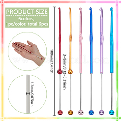 6 шт. крючки для вязания бисером из нержавеющей стали 201 двух цветов FIND-FG0004-78