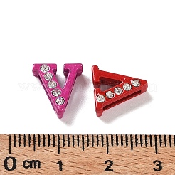 ラインストーンスライドレターチャーム  合金の最初の文字ビーズ  スプレー塗装  文字.v  V：11.5x11x4.5mm  穴：1.5x8mm&nbsp;RB-TAC0002-01V