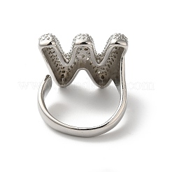 Открытое кольцо-манжета из латуни с надписью микро паве для женщин с прозрачным кубическим цирконием RJEW-N046-03W-P