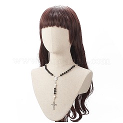 Ожерелье из четок из натуральной лавы и синтетической бирюзы NJEW-JN04202