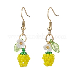 Серьги-подвески в форме яблок из стеклянного бисера ручной работы&nbsp;EJEW-MZ00575-03