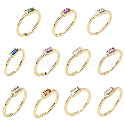 Прямоугольные латунные манжеты со стеклом для женщин RJEW-Z111-05G