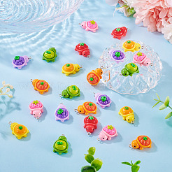 24pcs 6 couleurs pendentifs en résine opaque&nbsp;CRES-TA0001-78