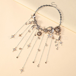Statement-Choker-Halskette mit Mond- und Sternfransen aus einer Legierung aus Kristall-Strassen&nbsp;WG41910-01