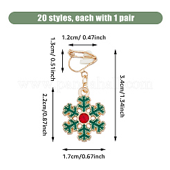 20 Paar 20 Stile Weihnachtsbaum & Glocke & Hirsch & Schneemann Emaille baumeln Clip-on Ohrringe&nbsp;EJEW-AN0003-39