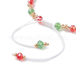 Weihnachtliches handgemachtes Armband aus Glasperlen und geflochtenen Glasperlen&nbsp;BJEW-MZ00249-01
