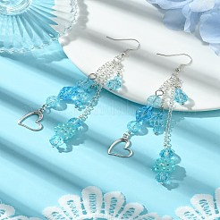 Серьги-подвески в форме сердечек из латуни EJEW-FS00041