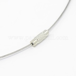 スチール製ワイヤーネックレスコード  DIYのジュエリーには素敵な  真鍮製ネジ式クラスプ付き  銀  17.5インチ  1mm&nbsp;X-TWIR-SW001-5