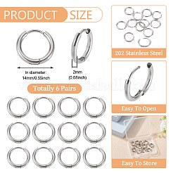 6 пара серег-колец Huggie Hoops из нержавеющей стали 202 EJEW-TA0001-57B