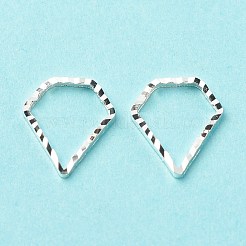 真鍮製フレームコネクター  長持ちメッキ  カドミウムフリー＆鉛フリー  ダイヤモンド  925銀メッキ  10x8x1mm  内径：8x7mm&nbsp;KK-F831-010S-RS