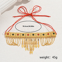 Рамадан и Ид Мубарак латунные колье с квадратными кисточками в ближневосточном стиле для женщин QC1236