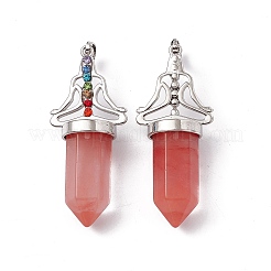 Pendentifs pointus en verre de quartz cerise&nbsp;G-I342-01P-01