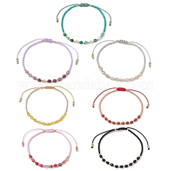 7шт. Браслеты из плетеных бусин из натуральных драгоценных камней BJEW-JB11420