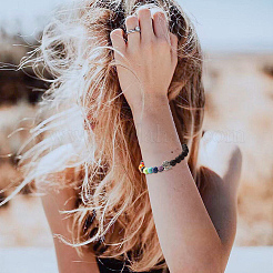 1 нить бусин из натурального черного обсидиана&nbsp;G-AR0005-89