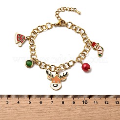 Рождественские браслеты с подвесками из нержавеющей стали 304 для женщин BJEW-Z142-04G
