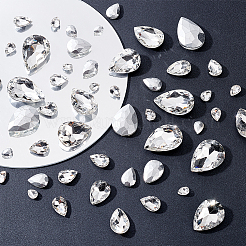 6 Stil Strass-Cabochons aus Glas mit spitzem Rücken&nbsp;RGLA-FG0001-20
