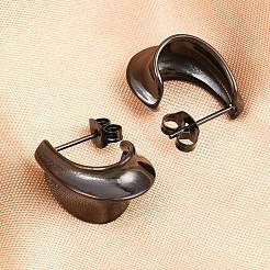 316サージカルステンレススタッドピアス  J字型  イオンプレーティング（ip）  ブラック  18.5x10mm&nbsp;EJEW-C160-09EB