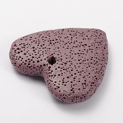 Подвески в форме большого плоского сердца из синтетической лавы&nbsp;G-O025-10A