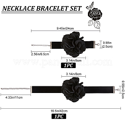 Готический тканевый цветочный шнур-браслет и колье-чокер NJEW-CP0001-04A