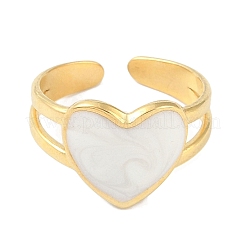 Ионное покрытие (ip) 304 нержавеющая сталь эмаль сердце манжеты кольца для пальцев&nbsp;RJEW-L107-059G-01