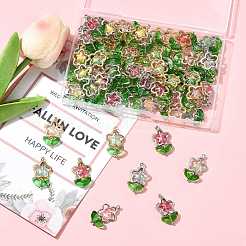 70 шт. подвески из латунного стекла в форме цветка&nbsp;PALLOY-FS00057