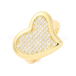 Латунные кольца-манжеты с микропаве и прозрачным цирконием для женщин&nbsp;RJEW-U047-16G