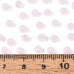ドローベンチスタイルのガラスシードビーズ  ラウンド  模造キャットアイビーズ  丸い穴  パールピンク  4x3mm  穴：1.4~1.8mm  約7500個/ポンド&nbsp;SEED-N008-11B
