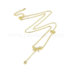 Halsketten mit Anhänger aus Messing mit Mikropflaster und klarem Zirkonia&nbsp;NJEW-P313-01G