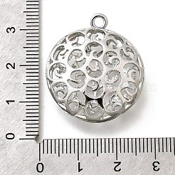 真鍮チャーム  中空  フラットラウンド  プラチナ  30x25x9mm  穴：2mm&nbsp;KK-E792-29P-02