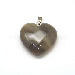 Сердца естественный серый агат подвески G-Q355-20