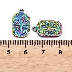 イオンプレーティング（IP）304ステンレスペンダント  星のチャームが付いた長方形  虹色  18x10x2mm  穴：1.2mm&nbsp;STAS-F287-11M