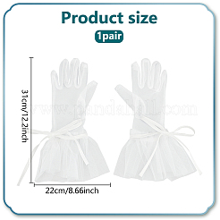 Короткие свадебные перчатки из атласного кружева AJEW-WH0473-10