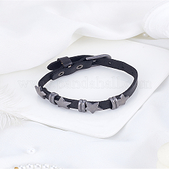 1шт ретро панк хип-хоп пентаграмма кожаный браслет&nbsp;BJEW-LP0002-55