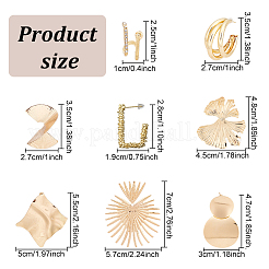 8 пара 8 стильных серег-гвоздиков из сплава в виде листьев гинкго EJEW-AN0001-45