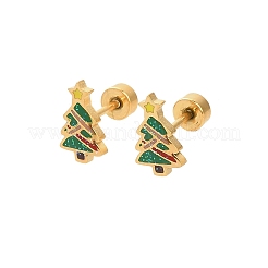 Рождественские серьги-гвоздики из нержавеющей стали 304 EJEW-A144-01A-G