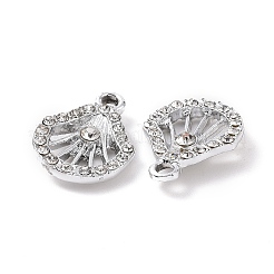 合金クリスタルラインストーンペンダント  シェルチャーム  プラチナ  17.5x13x3mm  穴：1.8mm&nbsp;ALRI-H004-10P