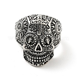 Anillo de acero inoxidable 316 con calavera y cruz para los dedos&nbsp;RJEW-C030-02F-AS