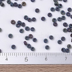 MIYUKIラウンドロカイユビーズ  日本製シードビーズ  （rr401fr）マットブラックab  11/0  2x1.3mm  穴：0.8mm  約50000個/ポンド&nbsp;SEED-G007-RR0401FR