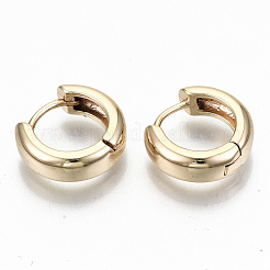 真鍮huggieフープピアス  リング  ニッケルフリー  18KGP本金メッキ  16x5mm  ピン：0.7mm&nbsp;X-KK-T062-46G-NF