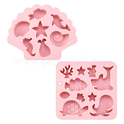 2 шт. 2 вида силиконовых форм для пищевых продуктов в виде морских животных&nbsp;SIL-TA0002-16