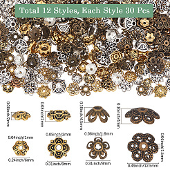 360шт 12 стиля колпачки из сплава в тибетском стиле&nbsp;TIBE-SC0002-34