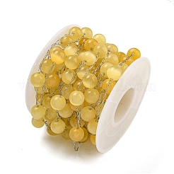 304ステンレススチールとガラスのキャットアイリンクチェーン  ハンダ付け  スプールで  ラウンド  ゴールド  13x7.5mm&nbsp;CHS-G038-08P-06