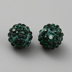 Ручной полимерной глины шариков Rhinestone CLAY-WH0011-08O