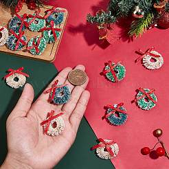 30 шт. Рождественский венок из полиэстера и сизаля двух цветов&nbsp;HJEW-WR0001-22B