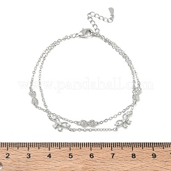 Pulseras de latón con microengaste de circonitas cúbicas transparentes y diseño de lazo&nbsp;KK-CBA6980-19P